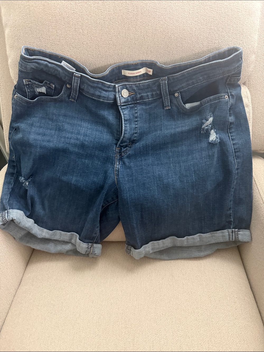Classic Blue Denim Roll-Cuff Women’s Shorts